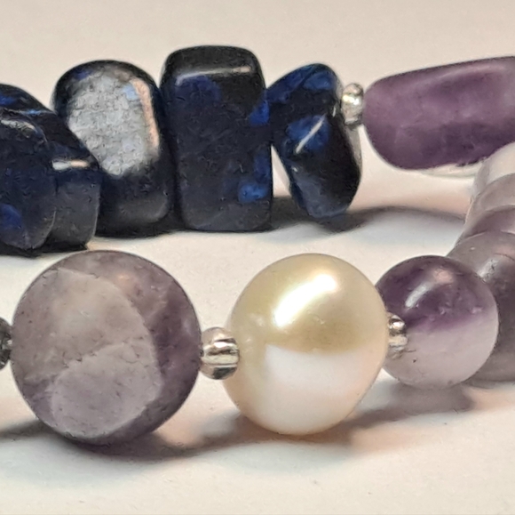 * INNER STRENGTH * CALMNESS * LAPIS LAZULI AMETHYST BRACELET - Picture 7 of 11
